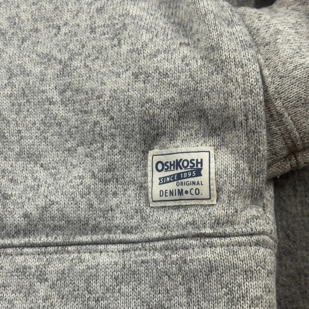 OshKosh B'gosh Fleece Jacket Boys 10 Heather Gray‎ & Blue Pockets Corpore Warm